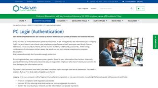 PC Login (Authentication) - Fulcrum Biometrics