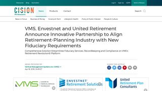VMS, Envestnet and United Retirement Announce Innovative ...