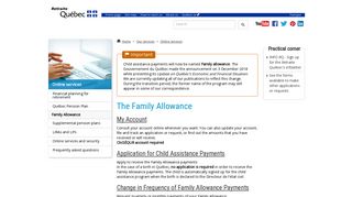 Retraite Québec - Online services - Family Allowance