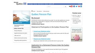 Retraite Québec - Online services - Québec Pension Plan