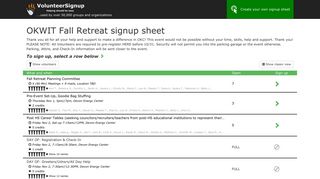 OKWIT Fall Retreat signup sheet - VolunteerSignup