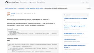 Retrofit 2 login post request returns 500 but work... - GitHub ...