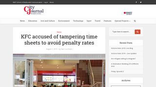 KFC accused of tampering workers' time sheets - The City Journal