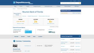Reunion Bank of Florida Reviews and Rates - Florida - Deposit Accounts