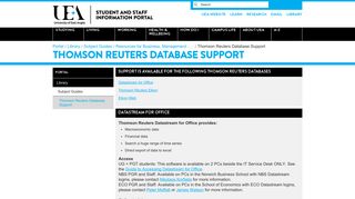 Thomson Reuters Database Support - UEA