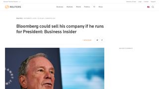 Bloomberg could sell his company if he runs for President ... - Reuters