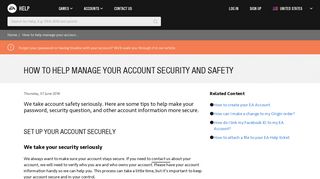 How to help manage your account security and safety - EA Help