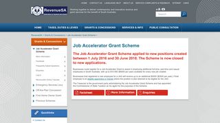 Job Accelerator Grant Scheme - Revenue SA