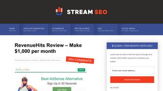 RevenueHits Review - Make $1,000 per month - Stream SEO