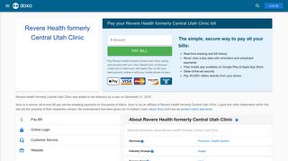 Revere Health formerly Central Utah Clinic: Login, Bill Pay, Customer ...
