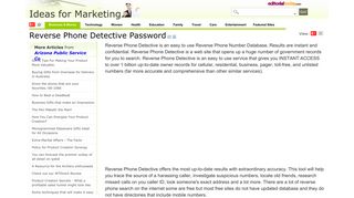 Reverse Phone Detective Password - Streetdirectory.com