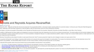 Reynolds and Reynolds Acquires ReverseRisk - The Banks Report