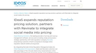IDeaS Partners with Revinate to Expand Reputation Pricing | IDeaS