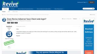 Does Revive Adserver have Client side login? - Requests for ...