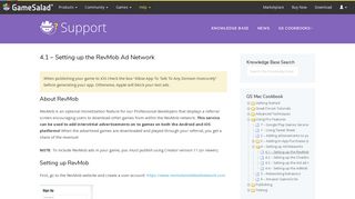 4.1 - Setting up the RevMob Ad Network - GameSalad Customer Service