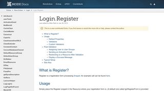Login.Register | MODX Extras - MODX Documentation
