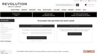 Log in to the website - Revolution Beauty