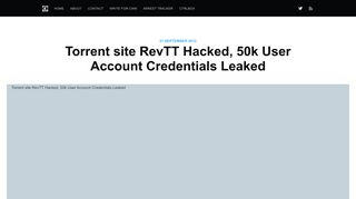 Torrent site RevTT Hacked, 50k User Account Credentials Leaked