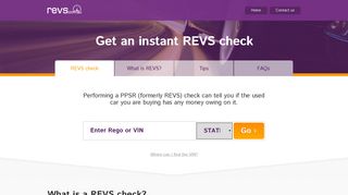 REVs Check | Instant Vehicle PPSR/Rego Checks | REVS.com.au