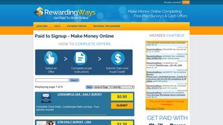 Earn Money - Rewarding Ways - Paid to Signup - Make Money Online