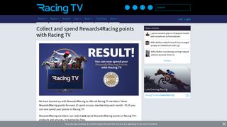 Collect and spend Rewards4Racing points with Racing TV