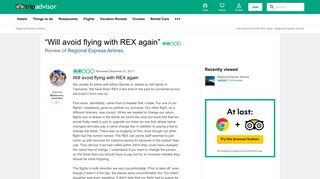 Will avoid flying with REX again - Review of Regional Express Airlines ...