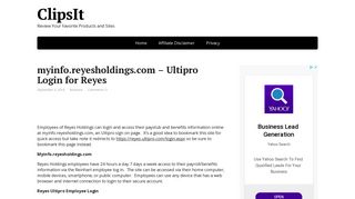 myinfo.reyesholdings.com – Ultipro Login for Reyes Holdings ... - Clipsit