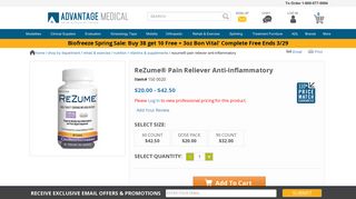 ReZume Pain Reliever Anti-Inflammatory Dietary Supplements