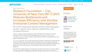 RF-CUNY Reduces Bottlenecks and Increases Efficiency with DocStar ...