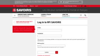 Log in to RFI SAVOIRS | RFI SAVOIRS