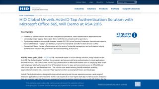 HID Global Unveils ActivID Tap Authentication Solution with Microsoft ...