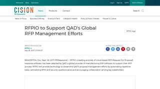 RFPIO to Support QAD's Global RFP Management Efforts - PR Newswire