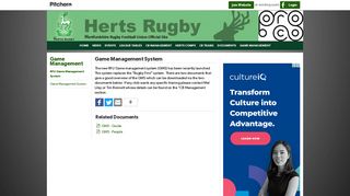 RFU Game Management System - Herts RFU