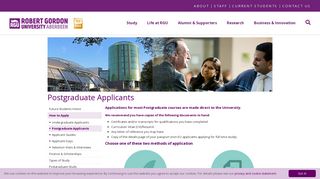 Postgraduate Applicants - Robert Gordon University
