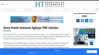 Drury Hotels Evaluates Agilysys PMS Solution | News | Hospitality ...
