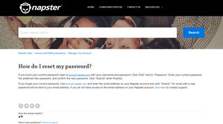 How do I reset my password? – Napster Help