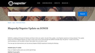 Rhapsody/Napster Update on SONOS – Napster