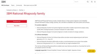 IBM Developer : Download : IBM Rational Rhapsody family