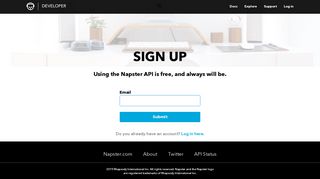 Sign up, it's free. - Napster API
