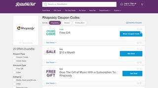 Rhapsody Coupon Codes: Coupons 2019 - RetailMeNot
