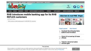 RHB introduces mobile banking app for its RHB REFLEX customers