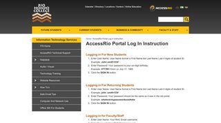 AccessRio Portal Log In Instruction | Information Technology Services