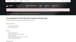 The importance of the Red Hat (Customer Portal) login