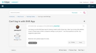 Can't log in with RHR App - Fitbit Community