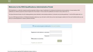 the RHS Qualifications Administrative Portal