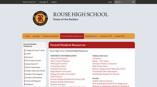 Parent/Student Resources - Rouse High School