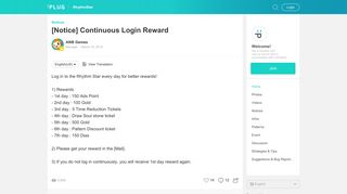 RhythmStar: [Notice] Continuous Login Reward - PLUG