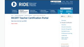 RICERT Teacher Certification Portal - Rhode Island Department of ...
