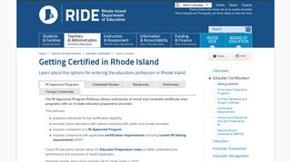 Getting Certified - Rhode Island Department of Education - RI.gov