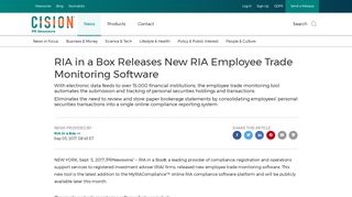 RIA in a Box Releases New RIA Employee Trade Monitoring Software